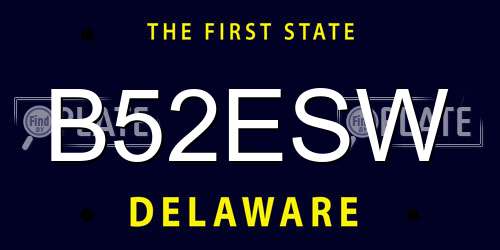 B52ESW Delaware License Plate