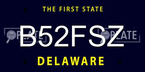 B52FSZ Delaware License Plate