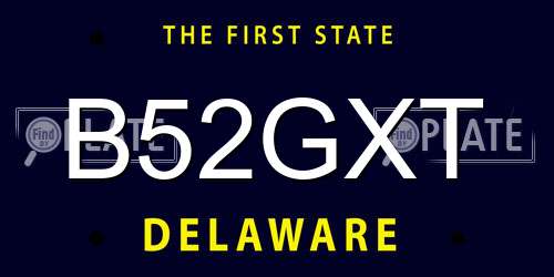 B52GXT Delaware License Plate