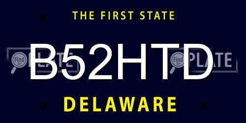 B52HTD Delaware License Plate