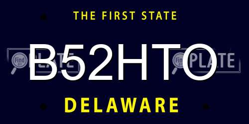 B52HTO Delaware License Plate