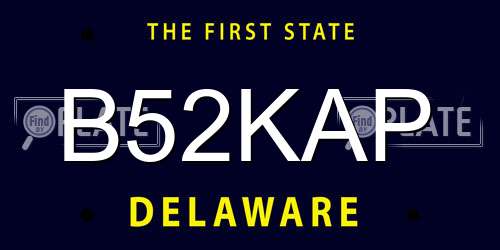 B52KAP Delaware License Plate