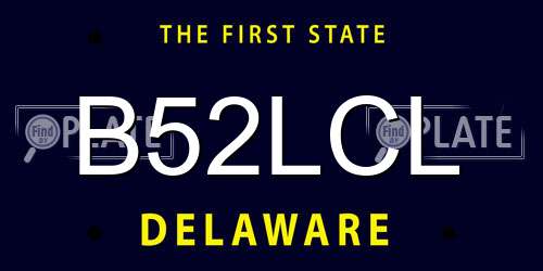 B52LCL Delaware License Plate