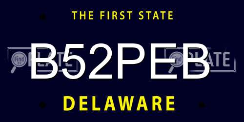 B52PEB Delaware License Plate