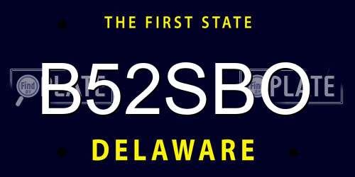 B52SBO Delaware License Plate
