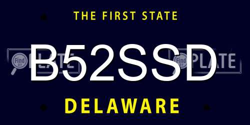 B52SSD Delaware License Plate