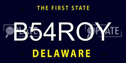 B54ROY Delaware License Plate