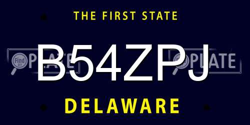 B54ZPJ Delaware License Plate