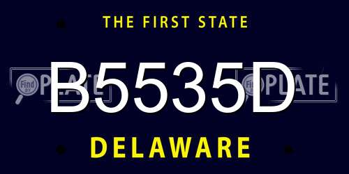 B5535D Delaware License Plate