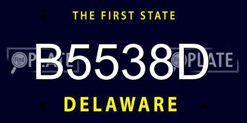 B5538D Delaware License Plate