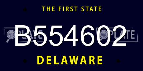 B554602 Delaware License Plate