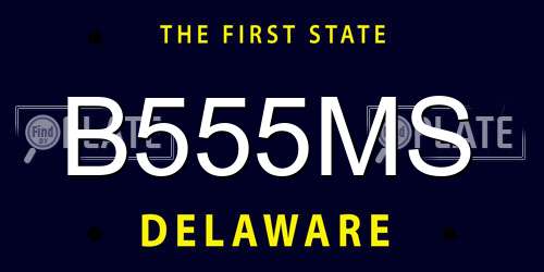 B555MS Delaware License Plate