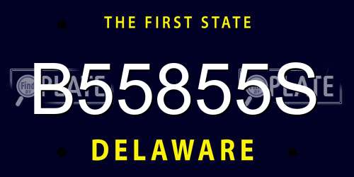 B55855S Delaware License Plate