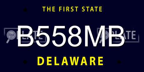 B558MB Delaware License Plate