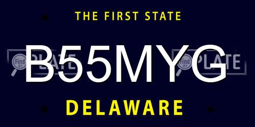 B55MYG Delaware License Plate