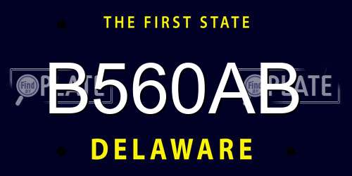 B560AB Delaware License Plate