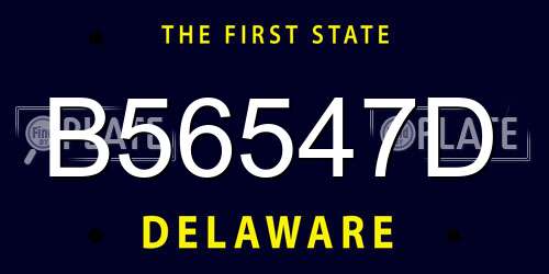 B56547D Delaware License Plate