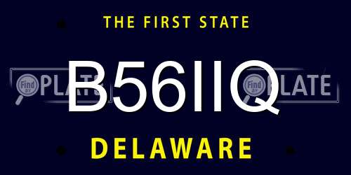 B56IIQ Delaware License Plate