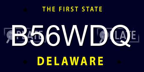 B56WDQ Delaware License Plate