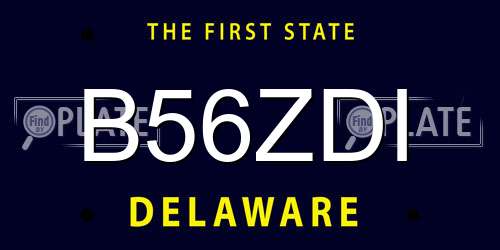 B56ZDI Delaware License Plate