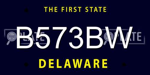B573BW Delaware License Plate
