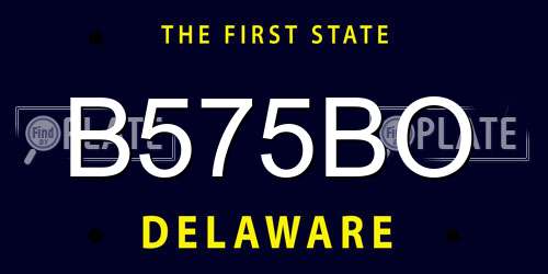B575BO Delaware License Plate