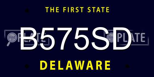 B575SD Delaware License Plate