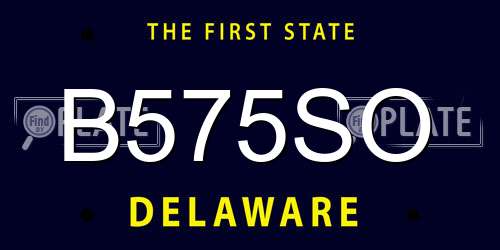 B575SO Delaware License Plate