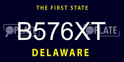 B576XT Delaware License Plate