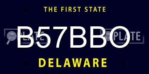 B57BBO Delaware License Plate