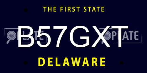 B57GXT Delaware License Plate
