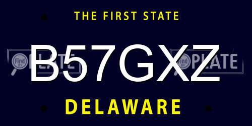 B57GXZ Delaware License Plate