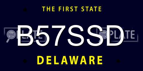 B57SSD Delaware License Plate