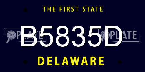 B5835D Delaware License Plate