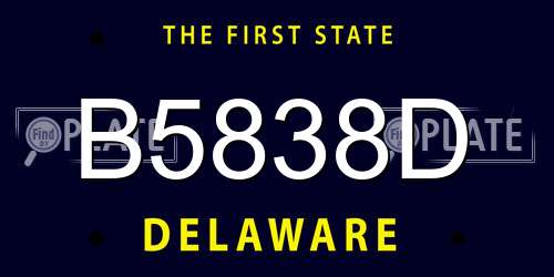 B5838D Delaware License Plate