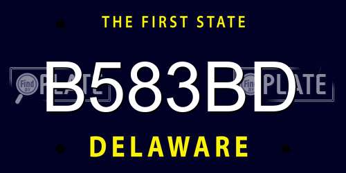 B583BD Delaware License Plate