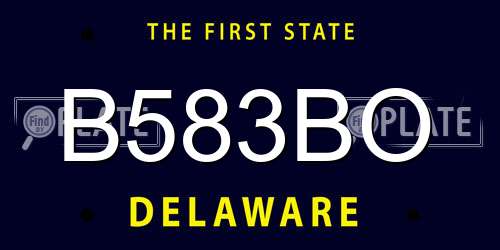 B583BO Delaware License Plate
