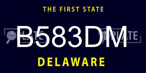 B583DM Delaware License Plate