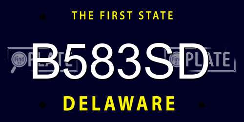 B583SD Delaware License Plate