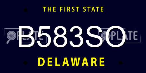 B583SO Delaware License Plate