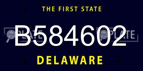 B584602 Delaware License Plate