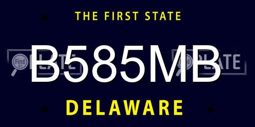 B585MB Delaware License Plate