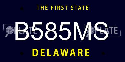 B585MS Delaware License Plate