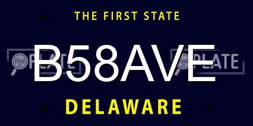 B58AVE Delaware License Plate