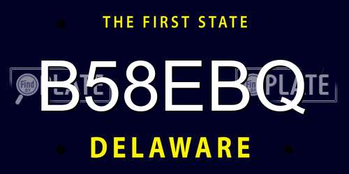 B58EBQ Delaware License Plate