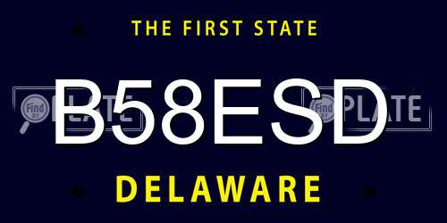 B58ESD Delaware License Plate
