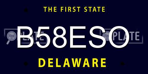 B58ESO Delaware License Plate