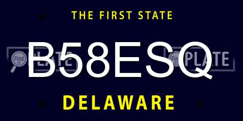 B58ESQ Delaware License Plate