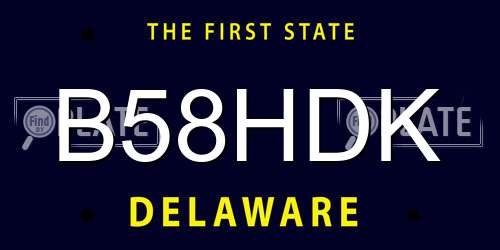 B58HDK Delaware License Plate
