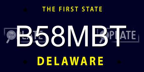 B58MBT Delaware License Plate